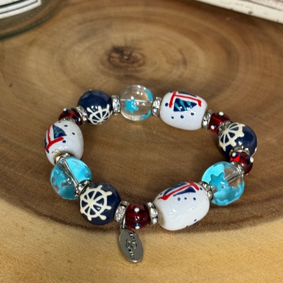 NEW Nautical Glass Beaded Bracelet - Picture 2 of 3